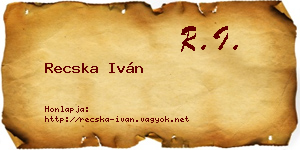 Recska Iván névjegykártya